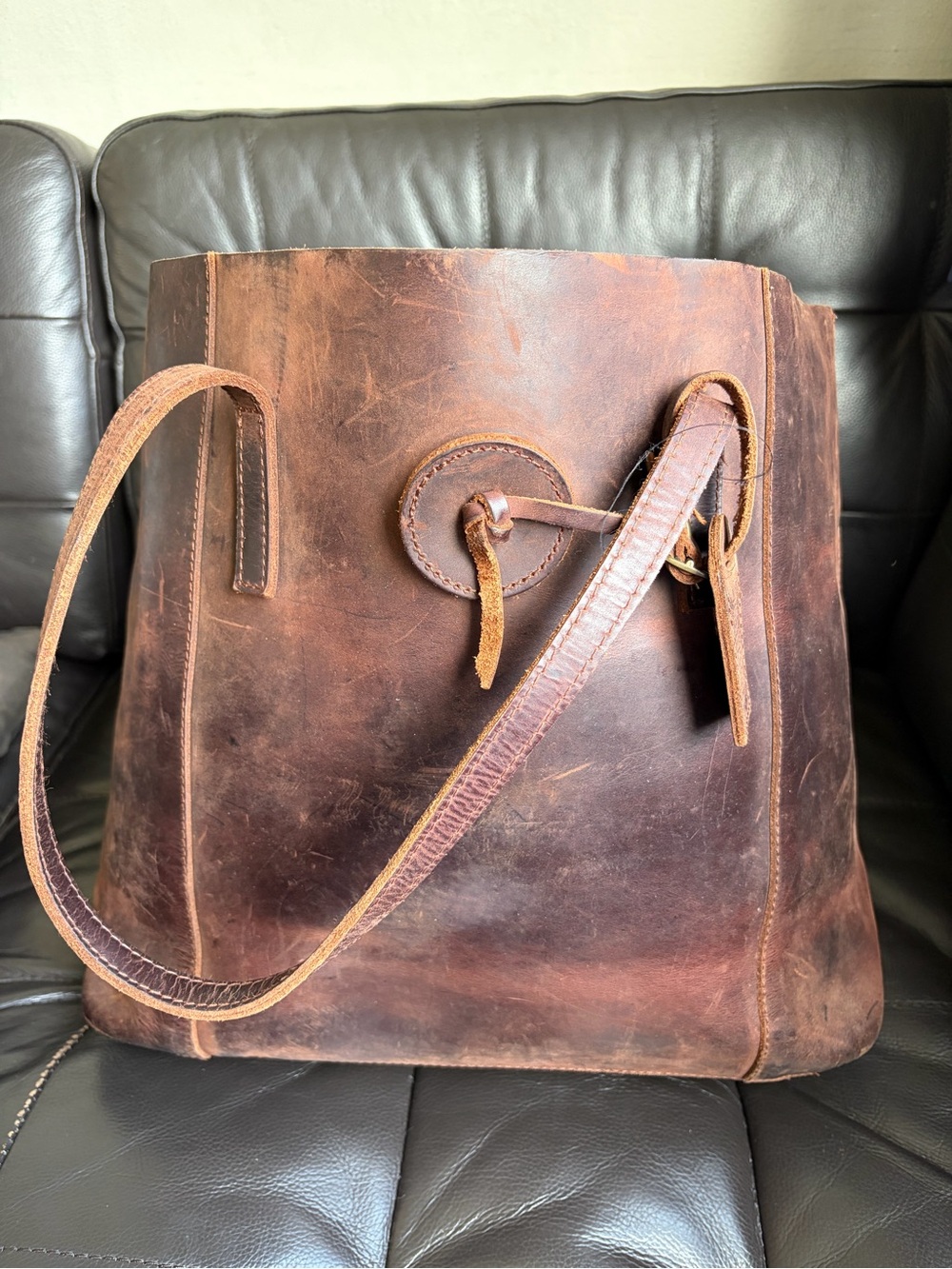 Baseballism Brown Glove Leather Bucket Tote Baseball Fan Classic Shoulder Bag OS